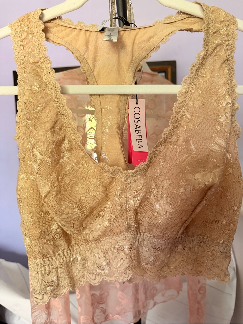 Cosabella Beige Lace Bralette with Scalloped Edge